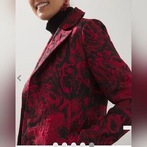 Chicos Rose Jacquard Topper Red size 2